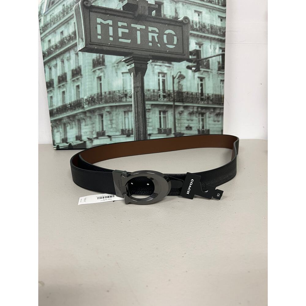 Coach 91305 Plaque Cut-To-Size Reversible Belt 38mm - Picture 4 of 7